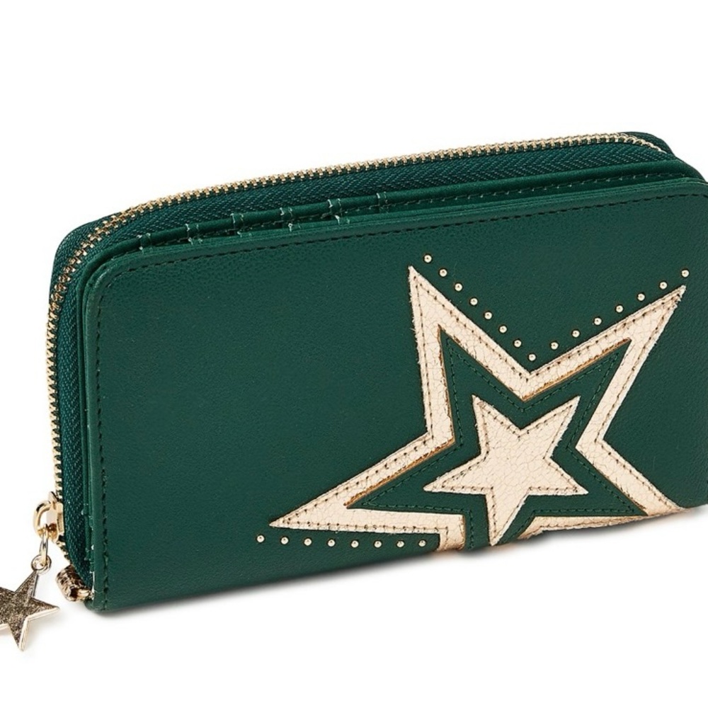 Green Star-Embellished Women's Wallet